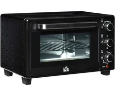 Gruzdintuvė HOMCOM Mini orkaitė 21L, 3 kepimo režimai, 100°C-230°C, 1400W, nerūdijantis plienas ir stiklas, juoda+sidabrinė, 46,4x38x28,5cm