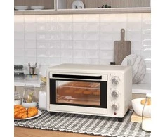 Gruzdintuvė HOMCOM Mini orkaitė 21L Picų kepimo krosnelė Mini orkaitė Kepimo skardos kepimo padėklas Drobulių kepimo padėklas 1400W Stalinė orkaitė 1h Laikmatis 100-230°C Metalinis kremas