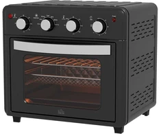 Homcom Mini orkaitė su konvekcija 30L Mini orkaitė su kepimo skardomis, grilio grotelėmis ir padėklu trupiniams, 90 °C-230 °C karšto oro gruzdintuvė, 7 režimai, kepimo krepšys, 60 min. laikmatis, 1600 W, metalinė