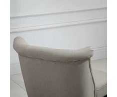 Fotelis HOMCOM poilsio kėdė vintažinė, su paminkštinimu, valgomojo kėdė, lininis užvalkalas, medinis rėmas, smėlio ir juodos spalvos, 67 x 67 x 78 cm