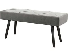 HOMCOM minkštas aksomo išvaizdos suolas, lovos suolas, prieškambario suolas su X raštu, iki 120 kg, skirtas miegamajam, 100x36x45 cm, pilkas