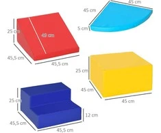 HOMCOM minkšti statybiniai blokai, 4 dalių rinkinys iš putplasčio, milžiniški blokai, konstravimo žaislas, 12-36 mėn. vaikams, įvairiaspalviai, dirbtinė oda