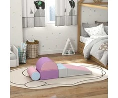 HOMCOM minkštųjų kaladėlių rinkinys, 5 vnt., putplasčio statybinės kaladėlės, didelės kaladėlės, statybinis žaislas, putplasčio blokai 1-3 metų vaikams, dirbtinė oda, EPE