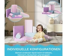 HOMCOM minkštos statybinės kaladėlės 7 putplasčio statybinių kaladėlių rinkinys milžiniškos statybinės kaladėlės statybinis žaislas putplasčio kaladėlės 1-3 metų vaikams odos imitacija EPE