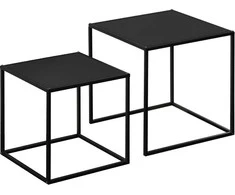 HOMCOM kavos staliukų komplektas, 2 vnt. modernaus dizaino šoniniai staliukai, plieno rėmas, iki 10 kg, juodi, 120x59x45 cm
