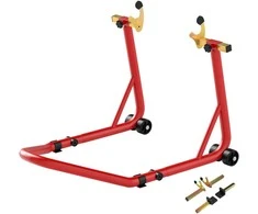 HOMCOM Motociklo Stovas Rinkinys Priekinis/Galinis Montavimo Stovas Motociklo Kėlimo Stovas iki 544 kg Motociklo Galinio Rato Stovas Plienas Raudonas