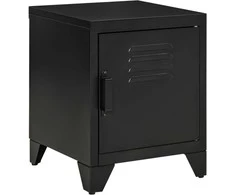 HOMCOM Naktinis staliukas Naktinė spintelė Miegamasis Naktinis staliukas su reguliuojama lentyna Durelės Naktinis staliukas Pramoninis dizainas Metalinis juodas 50 x 40 x 47,5 cm