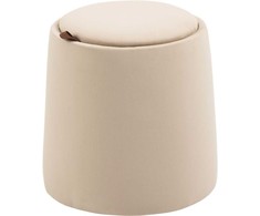 HOMCOM Osmanų pufas Apvalus velveto išvaizdos osmanų pufas su daiktadėže, smėlio spalvos, nuimamas dangtis, Ø44cmx47,5cm, kaip šoninis staliukas