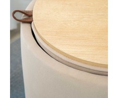 HOMCOM otomė, apvalus pufas su saugykla, aksominė išvaizda, smėlio spalvos (beige), nuimamas dangtis, Ø44cmx47,5cm, naudojamas kaip staliukas