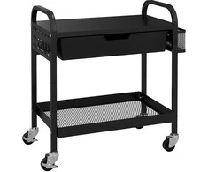 HOMCOM Padavimo vežimėlis su 1 stalčiumi ir 1 lentyna, virtuvinis vežimėlis su kabliukais, šoninis vežimėlis