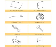 HOMCOM DIY drabužių spinta, lentynų sistema su 2 dideliais ir 9 mažais kubais, modulinė lentyna, batų lentyna, knygų ir žaislų laikymo lentyna, juoda, 111 x 47 x 183 cm