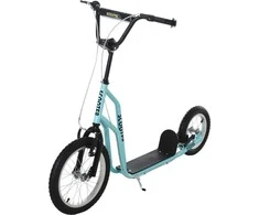 HOMCOM Paspirtukas Paspirtukas Paspirtukas vaikiškas paspirtukas nuo 5 metų, su pneumatinėmis padangomis, 16/12 colių, mėlynas, 135 x 58 x 88-94 cm