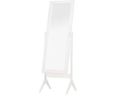 HOMCOM Pastatomas veidrodis Elegantiškas veidrodis per visą ilgį su paaukštintomis kojelėmis, lengvai prižiūrimas MDF, baltas, 47x46x148 cm, skirtas miegamajam ir prieškambariui