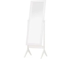 HOMCOM Pastatomas veidrodis Elegantiškas veidrodis per visą ilgį su paaukštintomis kojelėmis, lengvai prižiūrimas MDF, baltas, 47x46x148 cm, skirtas miegamajam ir prieškambariui