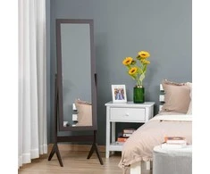"HOMCOM" pastatomas veidrodis Viso ilgio veidrodis Makiažo veidrodis su paaukštintomis kojelėmis Lengvai prižiūrimas MDF Kavos 47 x 46 x 148 cm, skirtas miegamajam ir prieškambariui