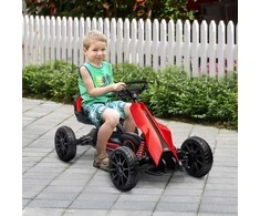 Homcom Pėdalinis kartingas, vaikiška transporto priemonė su reguliuojama sėdyne, su rankiniu stabdžiu, 3-8 metų vaikams