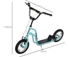 Homcom Pedalinis paspirtukas su pneumatinėmis padangomis 12 colių, nuo 5 metų, mėlynas, 120x58x75-80cm