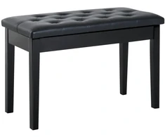 HOMCOM pianino suoliukas fortepijono suoliukas tradicinio kaimo stiliaus kosmetinis suoliukas su daiktadėže medinis odos imitacijos juodas 76 x 36 x 50 cm