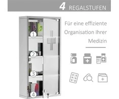 Homcom Pirmosios pagalbos spintelė su užraktu 30 x 12 x 60 cm
