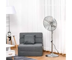 "HOMCOM" pjedestalinis ventiliatorius 120 cm, reguliuojamas aukštis, 3 greičio lygiai, reguliuojamas pasvirimo kampas, plienas, sidabro spalvos