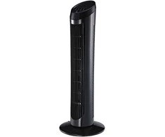 HOMCOM pjedestalo ventiliatorius 45 W bokšto ventiliatorius tylus, 3 vėdinimo lygiai, 70° osciliacija, ABS, juodas, Ø27 x H75 cm