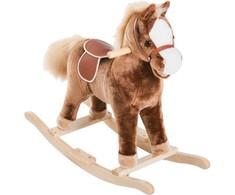 HOMCOM Pliušinis supamasis arklys rudos spalvos supamasis gyvūnas žaislas vaikams L74xW33xH62cm