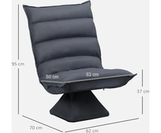 HOMCOM poilsio kėdė, grindų sofa, grindų kėdė su 360° besisukančiu pagrindu, 5 padėčių reguliuojamas atlošas, plienas, tamsiai pilka