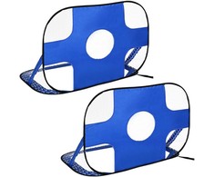 "HOMCOM Pop Up Football Goals" nešiojamasis futbolo tinklas, 2 mini vartų rinkinys, sulankstomas su nešiojimo krepšiu, mėlynas, 123x80x80 cm