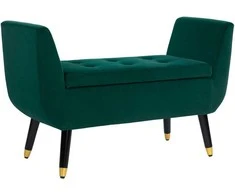 HOMCOM Prabangus sėdimasis suolas Minkštas suolas su daiktadėže Porankiai Krūtinės suolas Aksominio poliesterio kaučiukmedis Žalias 107 x 42 x 65 cm