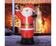 Homcom Pripučiama Kalėdų dekoracija su LED apšvietimu ir integruotu pūstuvu, raudona, balta ir juoda, 160 × 90 × 240 cm