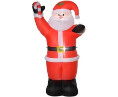 Homcom Pripučiama Kalėdų dekoracija su LED apšvietimu ir integruotu pūstuvu, raudona, balta ir juoda, 160 × 90 × 240 cm