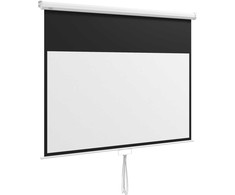 Projektorius "HOMCOM" projektoriaus ekranas 172 x 96 cm rankinis projekcinis ekranas, ritininis ekranas 4K, HD, namų kino ir prezentacijų ekranas, baltos spalvos