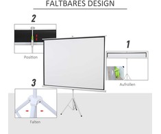 Projektorius HOMCOM projektoriaus ekranas 4:3 formatu, kino ekranas, pristatymų paviršius namams ar biurui, baltas