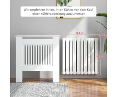 HOMCOM radiatoriaus uždanga su horizontaliomis grotelėmis, balta radiatoriaus danga, radiatoriaus dekoracija, šildymo uždanga svetainei, miegamajam, 78 x 19 x 81 cm
