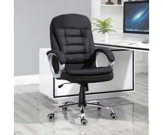 Homcom Rašomoji kėdė, pasukama 360° kampu, ergonomiška, su supimo funkcija, reguliuojamo aukščio, juodas, 64x75x111-121 cm