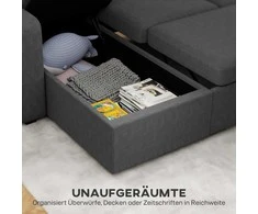 HOMCOM Reguliuojama sofa-lova, L formos svečių sofa su miegojimo funkcija, daiktadėže, pagalvėmis, skirta svetainei, svečių kambariui, tamsiai pilka