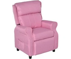 HOMCOM Reguliuojama vaikiška sofa su atrama kojoms Jaukus 3-5 metų vaikiškas fotelis, rožinės spalvos, 58x53x70 cm, idealiai tinka berniukams ir mergaitėms