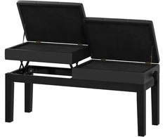 HOMCOM reguliuojamas pianino suoliukas su daiktadėže, pianino kėdė, atlaikanti iki 220 KG, dirbtinė oda, juoda, 105 x 37 x 48-58 cm