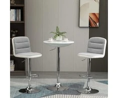 HOMCOM reguliuojamo aukščio modernus baro stalas - baltas Ø61 x 76-97 cm