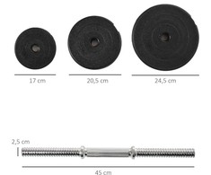 Reguliuojamo svorio hantelių rinkinys 40 kg, 2 hantelių rinkinys su 12 svorio plokštelių