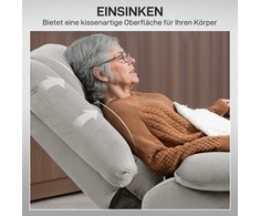 Fotelis HOMCOM relaksacinis krėslas su pakėlimo funkcija elektrinis televizoriaus krėslas su vibraciniu masažu, atlošimo funkcija, masažo krėslas su šildymu, kojų atrama, šonine kišene, laikmačiu, šviesiai pilka