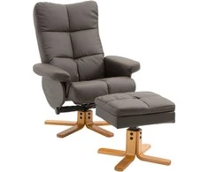 Homcom Fotelis su pufu ir daiktadėže, Televizoriaus fotelis su atsilenkimo funkcija 360° - Rudos spalvos 80 x 86 x 99 cm