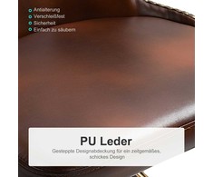 HOMCOM baro kėdžių rinkinys, 2 vnt., elegantiška baro kėdė su kojų atrama ir atlošu, bistro kėdė, valgomojo kėdė, PU oda, ruda, 52x53x101 cm