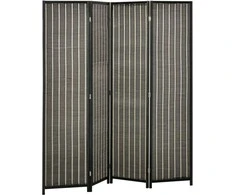 HOMCOM Screen 4 dalių 180 x 180 cm kambario pertvara iš bambuko, sulankstomas privatumo ekranas, kambario pertvara, pertvara gyvenamajam kambariui, rudos spalvos