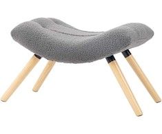 HOMCOM sėdynė, pufas su berberų vilnos audiniu, apmušaluota sėdynė iki 120 kg, svetainei, miegamajam, 67 x 45 x 38 cm, tamsiai pilka