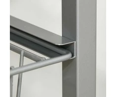 HOMCOM serviravimo vežimėlis virtuvinis vežimėlis su metaliniais krepšiais 36,5 x 36,5 x 89 cm virtuvės vežimėlis pagalbinis vežimėlis sidabrinės spalvos virtuvei ir valgomajam