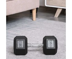 HOMCOM šešiakampiai guminiai hanteliai 17.5kg ketaus stiprumo treniruotės juodos spalvos