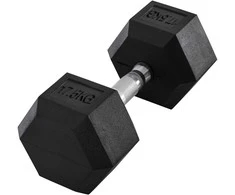 HOMCOM šešiakampiai gumuoti hanteliai 17,5kg, ketaus, jėgos treniruotėms, juodi