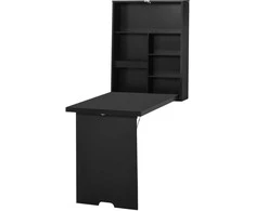 HOMCOM Sieninis sulankstomas rašomasis stalas Kompiuterinis stalas su lenta 60x94.5x147cm