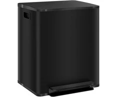 HOMCOM šiukšliadėžė 2 x 25 l, su pedalu, atliekų konteineris su vidiniais kibirais, skirta svetainei, biurui, nerūdijantis plienas, 47,7 x 37,5 x 56 cm